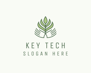 Green Hand Garden Plant  logo design