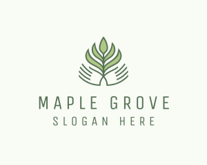 Green Hand Garden Plant  logo design