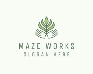 Green Hand Garden Plant  logo design