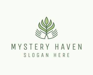 Green Hand Garden Plant  logo design