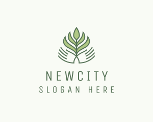 Green Hand Garden Plant  logo design