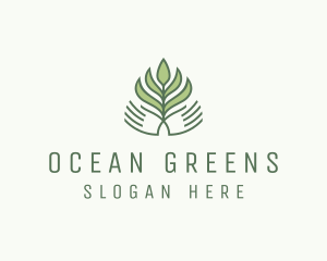 Green Hand Garden Plant  logo design