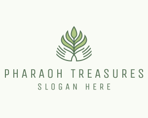 Green Hand Garden Plant  logo design