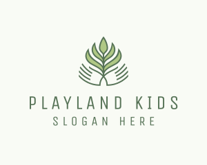 Green Hand Garden Plant  logo design