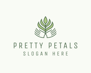 Green Hand Garden Plant  logo design