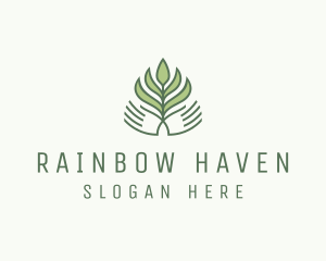 Green Hand Garden Plant  logo design