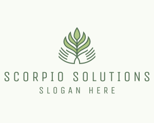 Green Hand Garden Plant  logo design