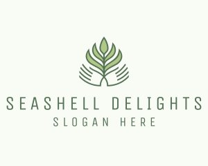 Green Hand Garden Plant  logo design