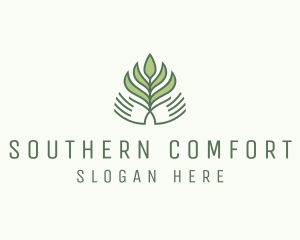 Green Hand Garden Plant  logo design