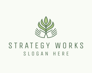 Green Hand Garden Plant  logo design