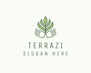 Green Hand Garden Plant  logo design