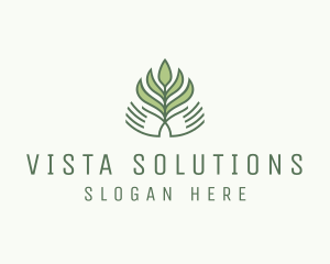 Green Hand Garden Plant  logo design