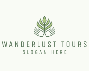 Green Hand Garden Plant  logo design