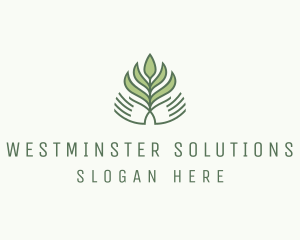 Green Hand Garden Plant  logo design