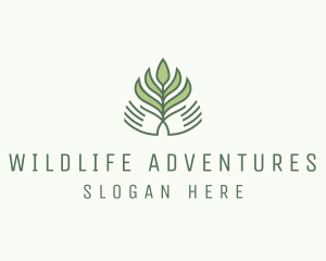 Green Hand Garden Plant  logo design