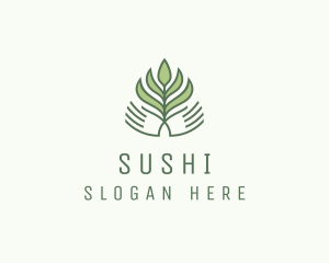 Green Hand Garden Plant  logo design