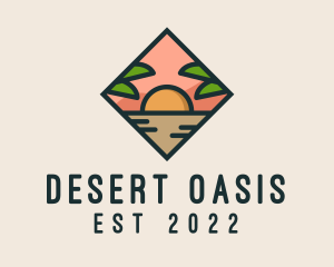 Summer Island Oasis Sunset logo design