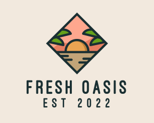 Summer Island Oasis Sunset logo design