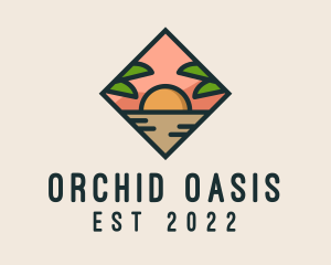 Summer Island Oasis Sunset logo design