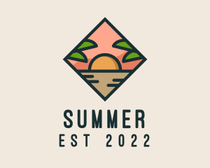 Summer Island Oasis Sunset logo design