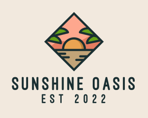 Summer Island Oasis Sunset logo design