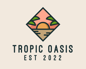 Summer Island Oasis Sunset logo design