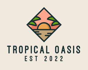 Summer Island Oasis Sunset logo design