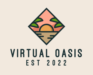 Summer Island Oasis Sunset logo design