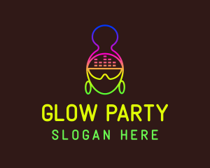 Rave - Neon DJ Girl logo design