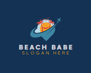 Airplane Beach Destination logo design