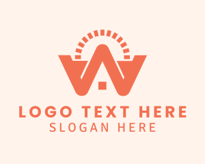 Orange - Sunrays Roof Letter W logo design