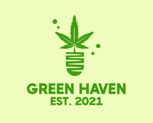 Green Cannabis Plant  logo design