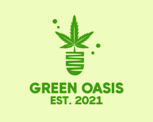 Green Cannabis Plant  logo design