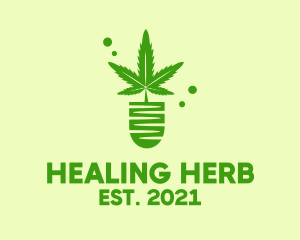 Green Cannabis Plant  logo design