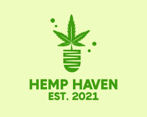 Green Cannabis Plant  logo design