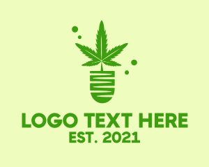 Herbal Medicine - Green Cannabis Plant logo design