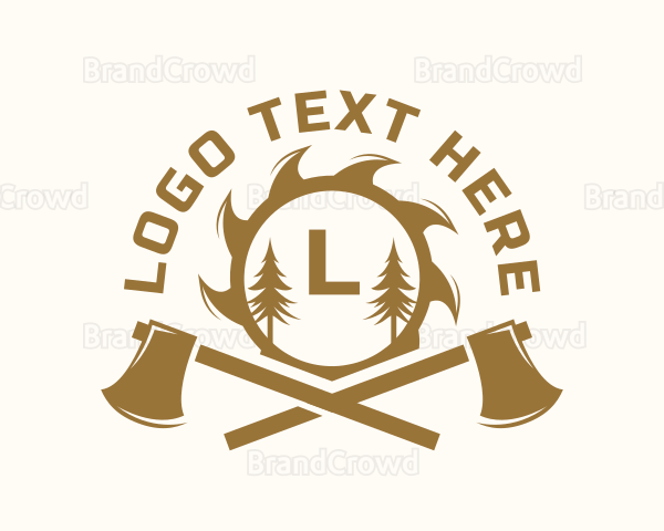 Lumberjack Axe Woodwork Logo