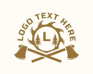 Log - Lumberjack Axe Woodwork logo design