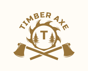 Lumberjack Axe Woodwork logo design