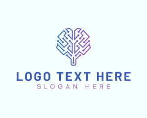 Thinking - Brain Technology Ai logo design