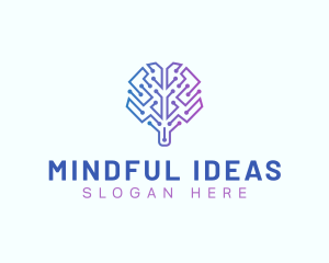 Thought - Brain Technology Ai logo design