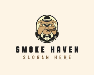 Hat Smoking Bulldog logo design