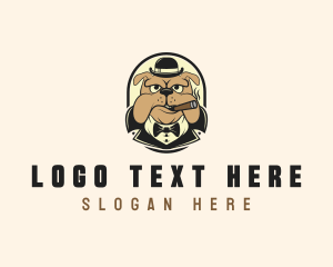 Dog - Hat Smoking Bulldog logo design