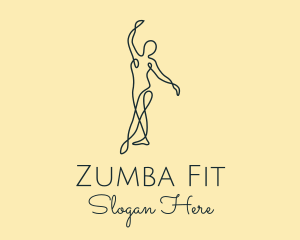Zumba - Monoline Woman Dancer logo design
