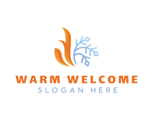 Fire Snowflake Element logo design