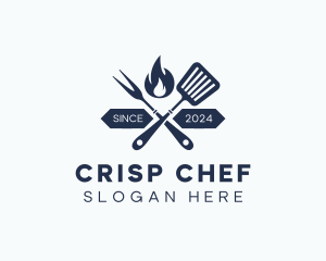 Grill Fork Spatula logo design