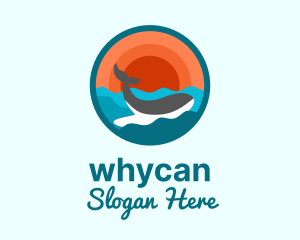 Sunset Whale Ocean Logo