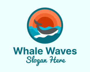 Sunset Whale Ocean logo design
