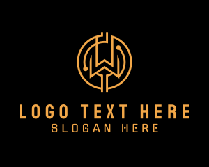 Trading - Gold Crypto Letter W logo design