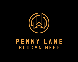 Penny - Gold Crypto Letter W logo design